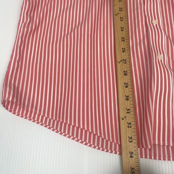 LL Bean Button Up Shirt Mens Size L Tall Pink Striped Short Sleeve 100% Cotton - Picture 7 of 13